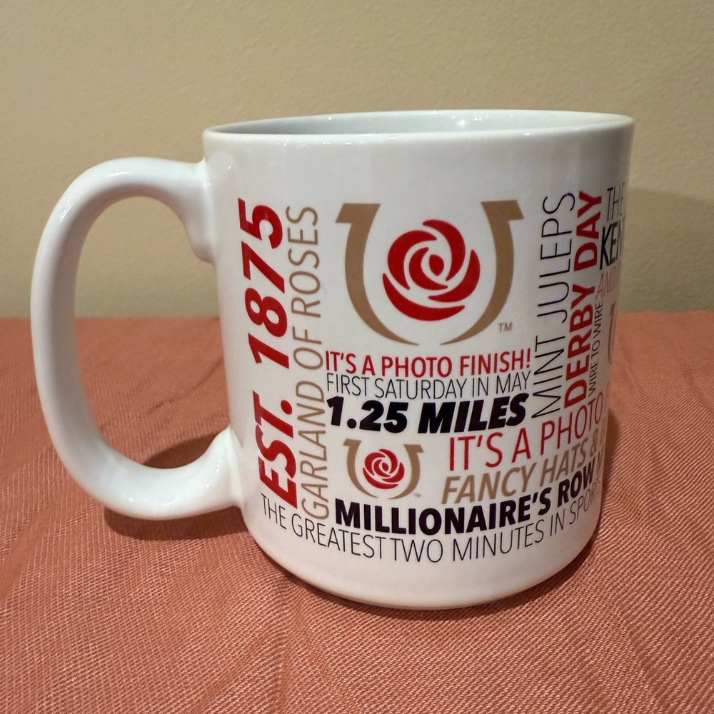 Kentucky Derby Mug w/ Red and Gold Accents Churchill Downs Officially Licensed